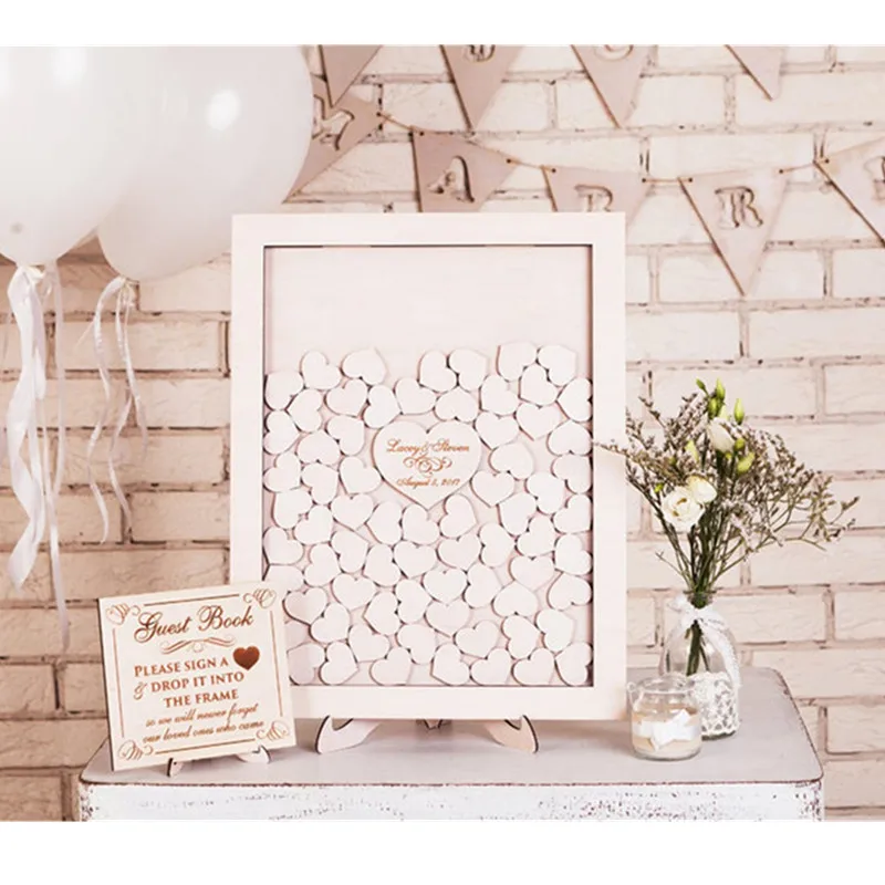 Деревянная Гостевая книга в деревенском стиле оригинальная коробка с сердечками