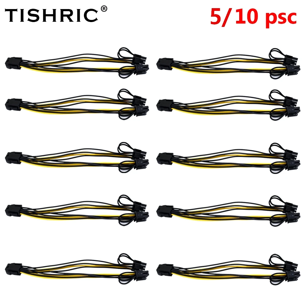 TISHRIC 5/10 шт. двойной Питание кабель PCI e GPU женский 6Pin на обоих концах для