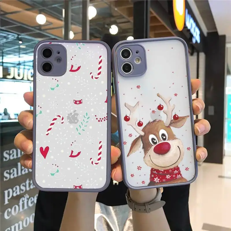 

Merry Christmas cute cartoon Santa Claus Phone Case matte transparent For gray iPhone 7 8 x xs xr 11 12 pro plus max mini Clear