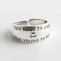 too fast to livetoo young to die silver plated open ring fashion simple letter men women ring party jewelry womens ring