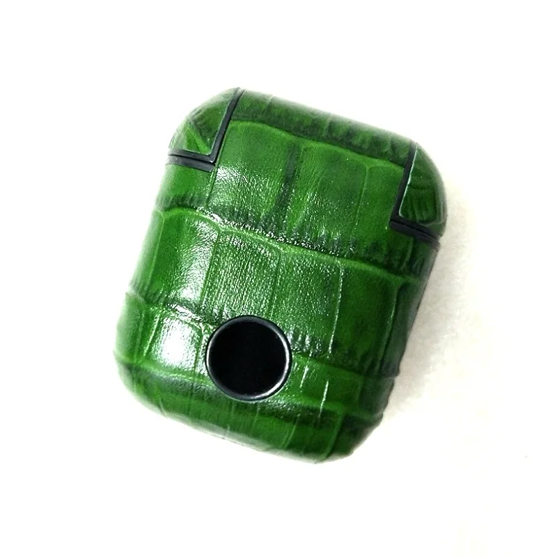 Green AirPods Case Чехол для наушников для AirPods 1 Bluetooth беспроводной защитный кожаный чехол Роскошный первый слой из коровьей кожи крокодил тонкие аксессуары - Цвет: Green AirPods Case