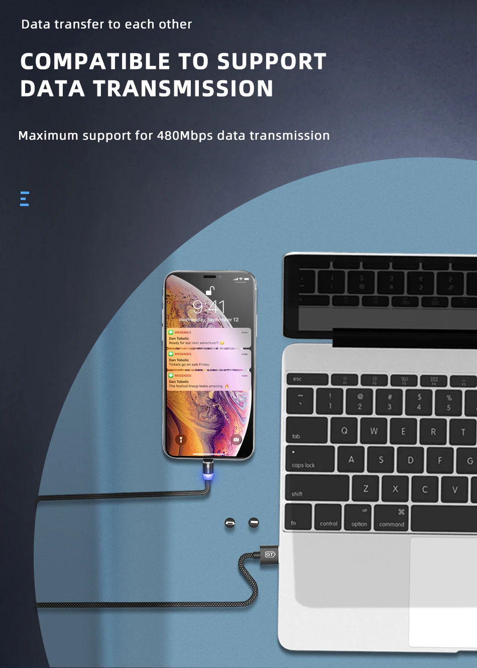 GTWIN 3A Магнитный кабель Micro USB кабель для iPhone Быстрая зарядка usb type C кабель для передачи данных для мобильного телефона Магнитный Шнур зарядное устройство 1 м/2 м