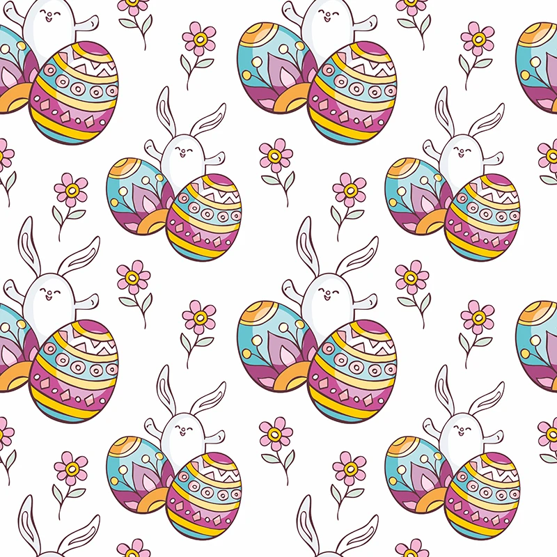 Polyester Easter Fabric by The Yard Rabbit &amp Egg Pattern thin stretch Decorative for Upholstery DIY Pillowcase Bedding | Дом и сад