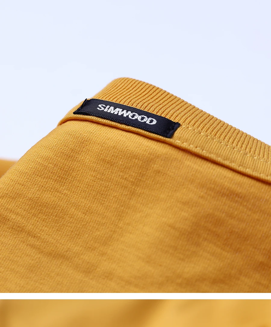 SIMWOOD, летняя новая мужская футболка из хлопка, одноцветная Повседневная футболка с круглым вырезом, высокое качество, плюс размер, Мужская футболка 190004