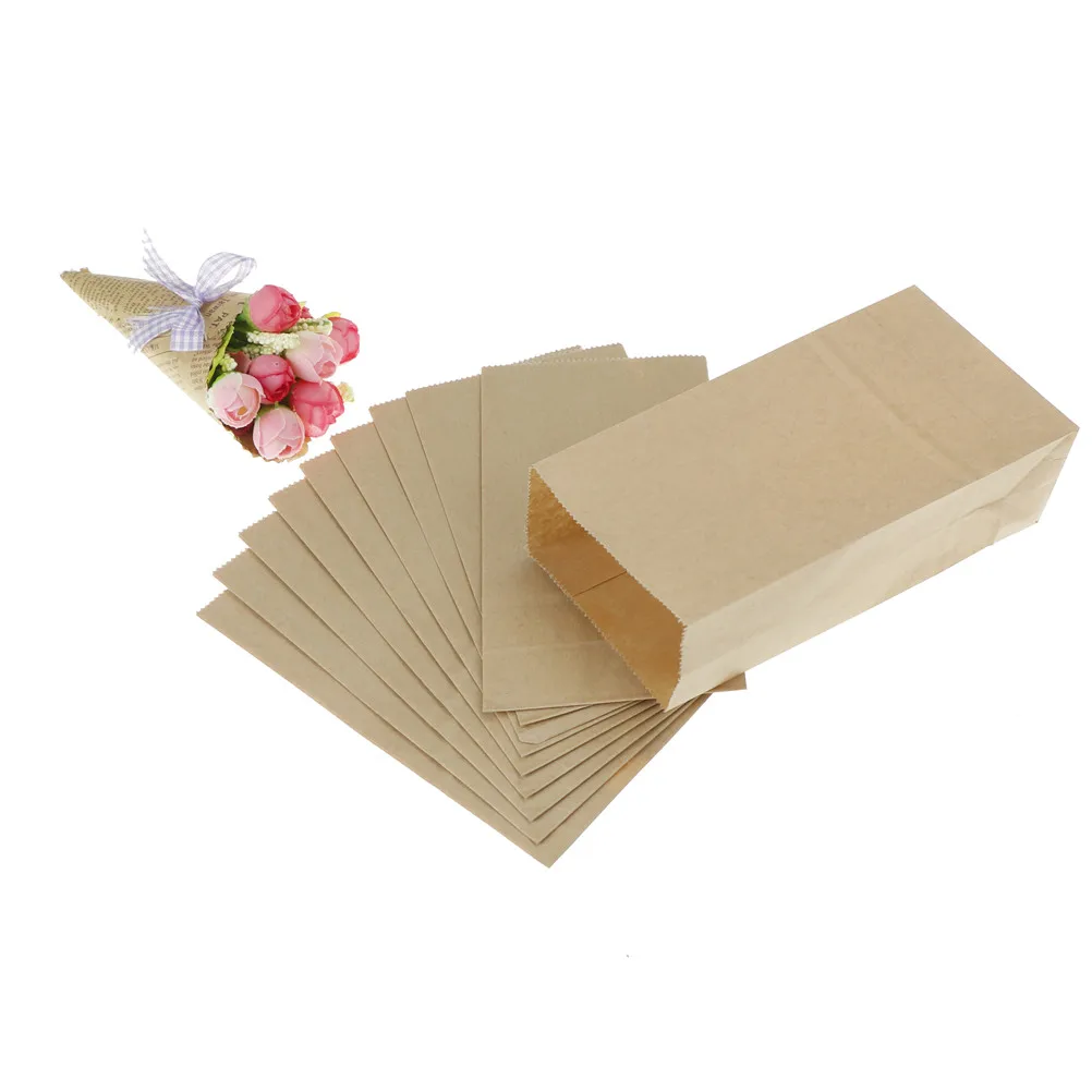 

10pcs Brown Kraft Paper Gift Bags Wedding Candy Packaging Recyclable Jewelry Food Bread Shopping Party Bags For Boutique