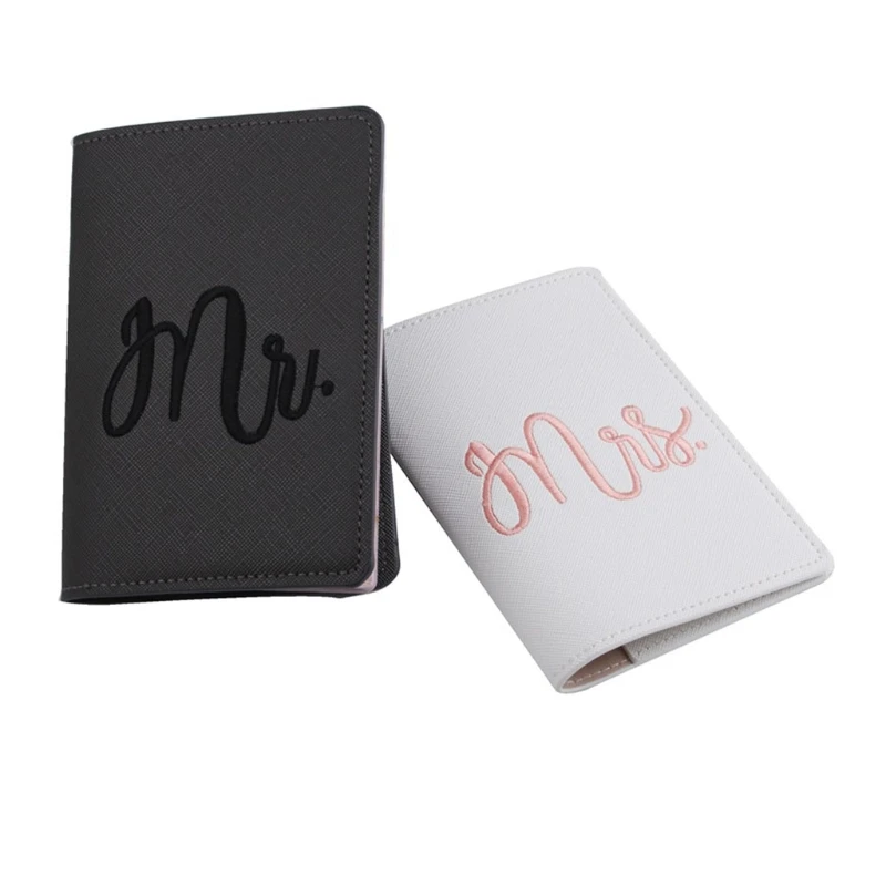 

Mr Mrs Married Wedding Honeymoon PU Leather Passport Case Holder Travel ID Credit Card Protector for Women Girls