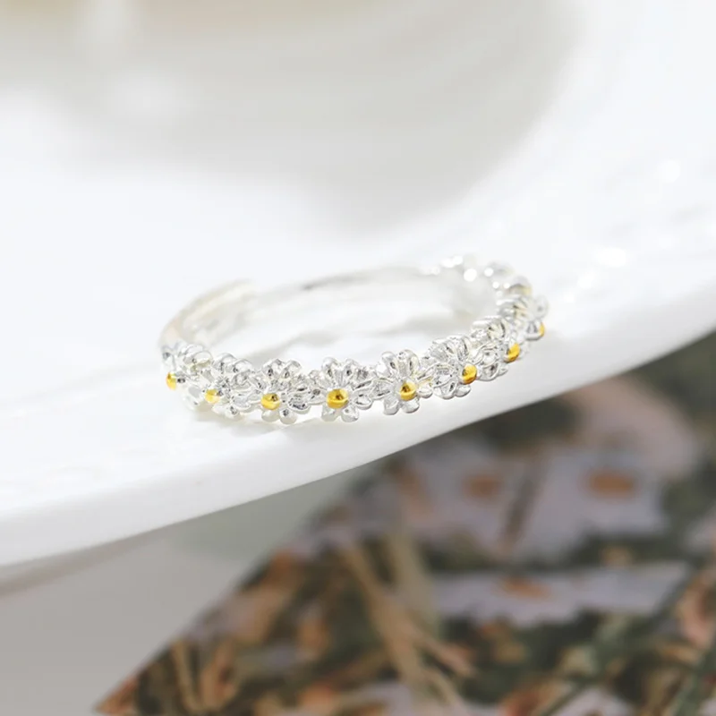 Женское кольцо с цветком ZYZQ открытое двухцветное ювелирное изделие маргариткой |