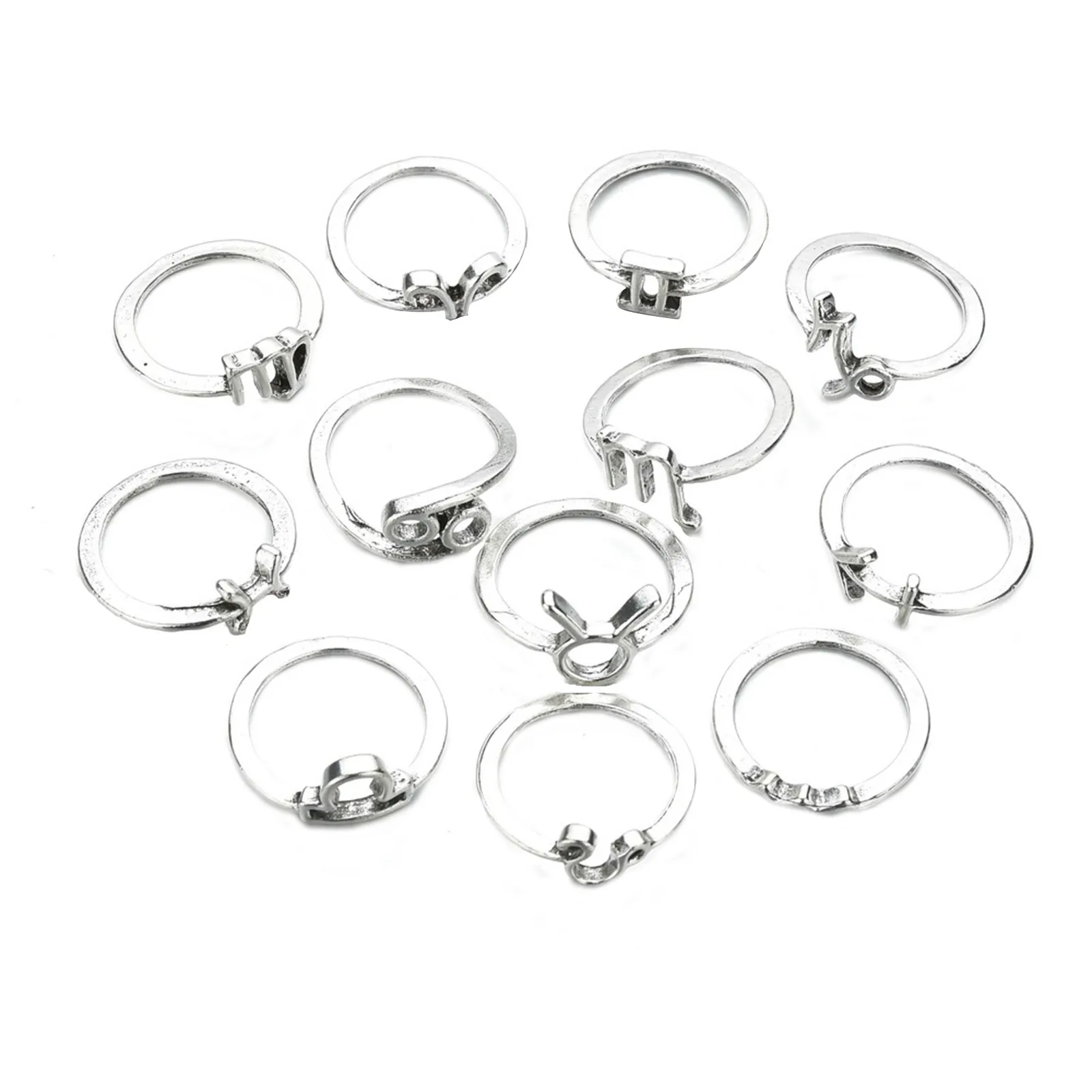 Minimalist Small Open Gold Silver Color 12 Star Signs Finger Rings Birthday Friendship Jewelry Gift Personality Zodiac Sign Ring | Дом и сад