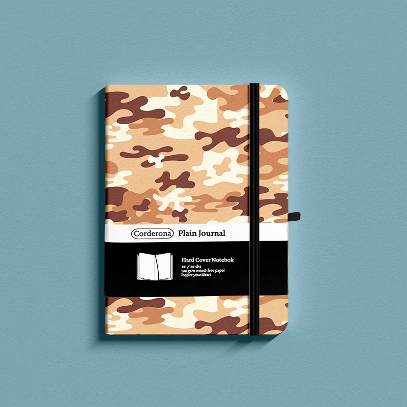 B6 160gsm Desert Camouflage Plain Journal Elastic Band Thick Paper Hard Cover Notebook