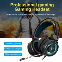 2021 gaming headsets gamer headphones surround sound stereo wired earphones usb microphone colourful light pclaptop game headset