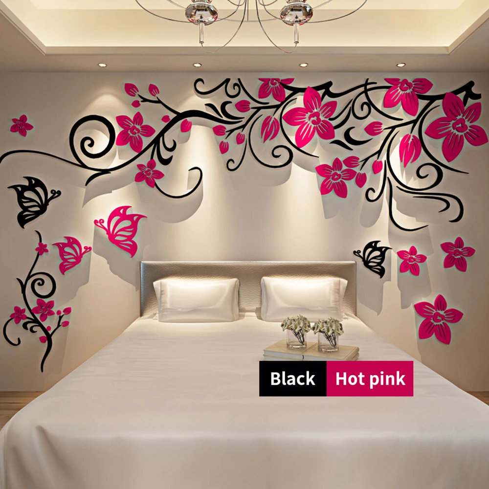 3d Wall Stickers Romantic Flower Vine Stickers Room Wall Decorations Beautiful Home Decor Right