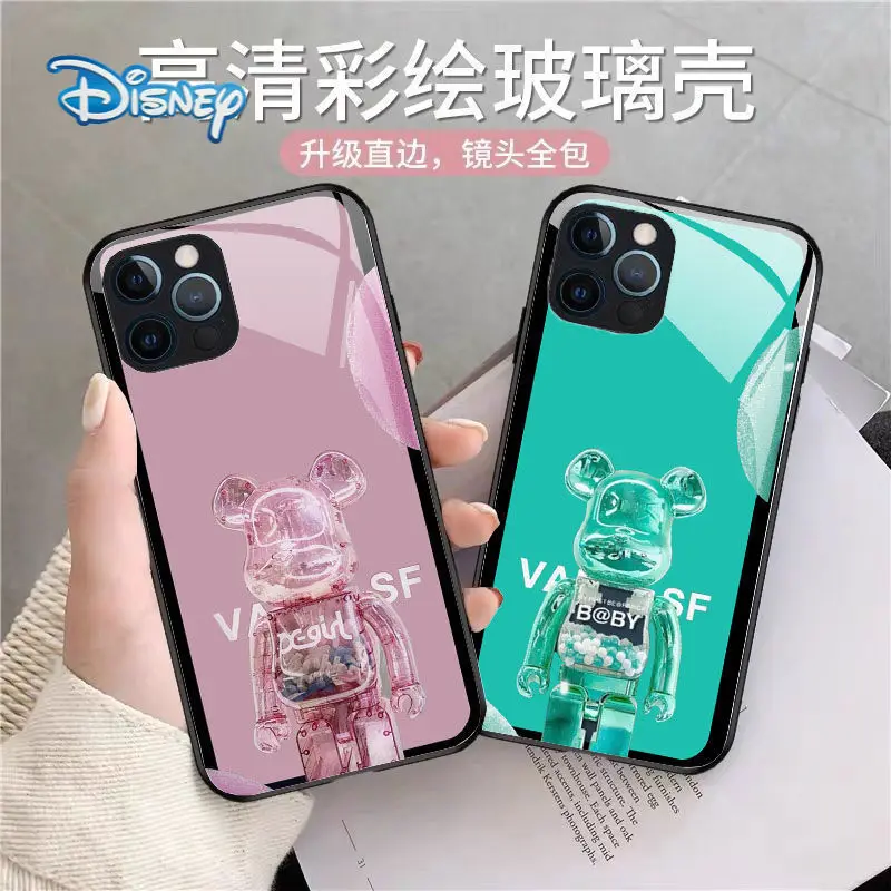

Disney Cartoon Bear Glass Mobile Phone Case for iPhone 13 13Pro 12 12Pro 11 Pro X XS MAX XR 7 8 Plus Cute All Inclusive Cover