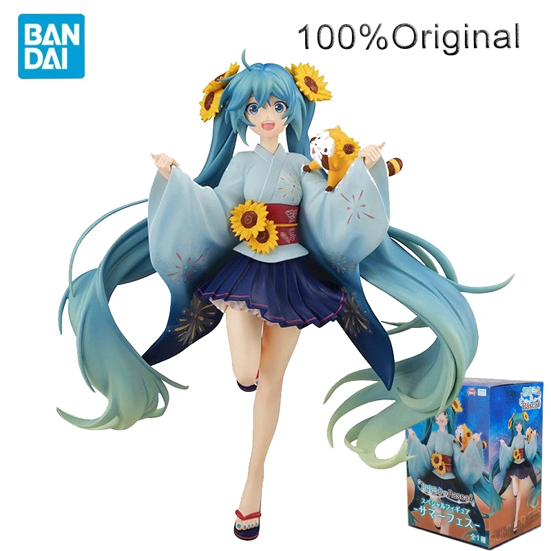 

Bandai подарок для девочек, аниме, Taito Kawaii Hatsune Miku, экшн-фигурка из ПВХ, юката, розы, настольное украшение, кукла, игрушка
