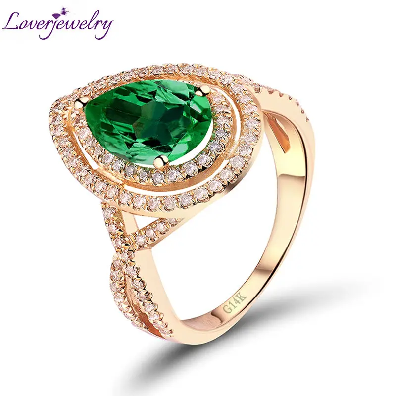 Женское кольцо из желтого золота 14kt с натуральным бриллиантом 7x9 мм|ring toggle|ringring