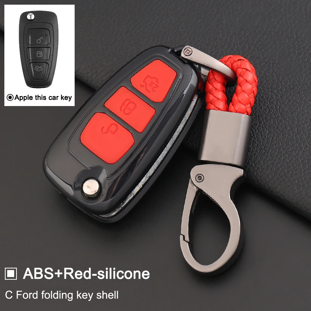 Автомобильный 3-кнопочный чехол для ключа из углеродного волокна защитный Ford C-Max