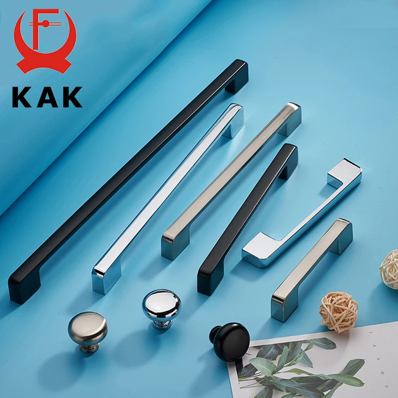 

KAK Zinc Aolly Black Cabinet Handles Wardrobe Kitchen Cupboard Pulls Drawer Knobs Fashion Furniture Handle Door Hardware