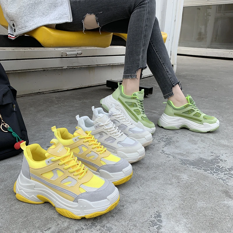 Женские кроссовки на платформе повседневная весенняя обувь зеленые s164|Женские и