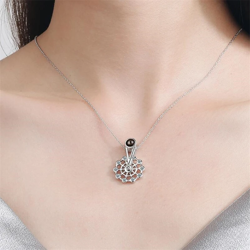 Серебряное женское ожерелье WYEAIIR на 100 языках я люблю тебя 925 пробы колесо