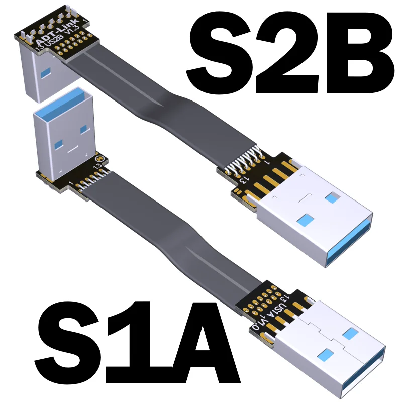 

Пользовательский кабель ADT USB3.0 USB тип A к USB A штекер-штекер удлинитель 90 градусов вверх/вниз угол плоский адаптер Шнур до 10G/Bps