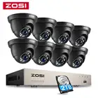 Система видеонаблюдения ZOSI 1080p, 8 каналов, HD-TVI, 1080P, H.265 + видеорегистратор с 8 комплектами HD 2.0MP InOutddor Купольные Камеры видеонаблюдения