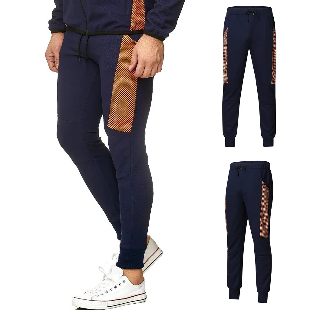 

Vogue New Pop Men Slim Fit Drawstring Pants Men's Straight Casual Printed Slim Fit Sport Long Pants Pocket Trousers Patchwork