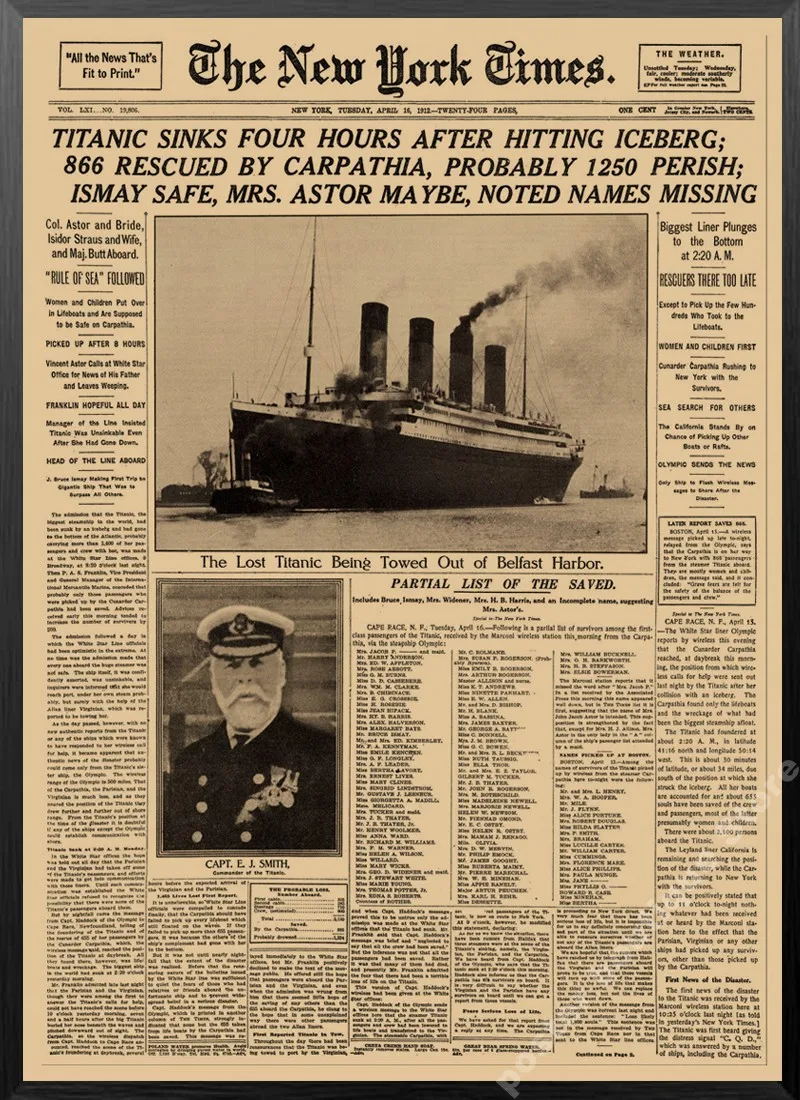 Ретро плакат Нью-Йорк Таймс газета плакат/ежедневные новости/старые газетные