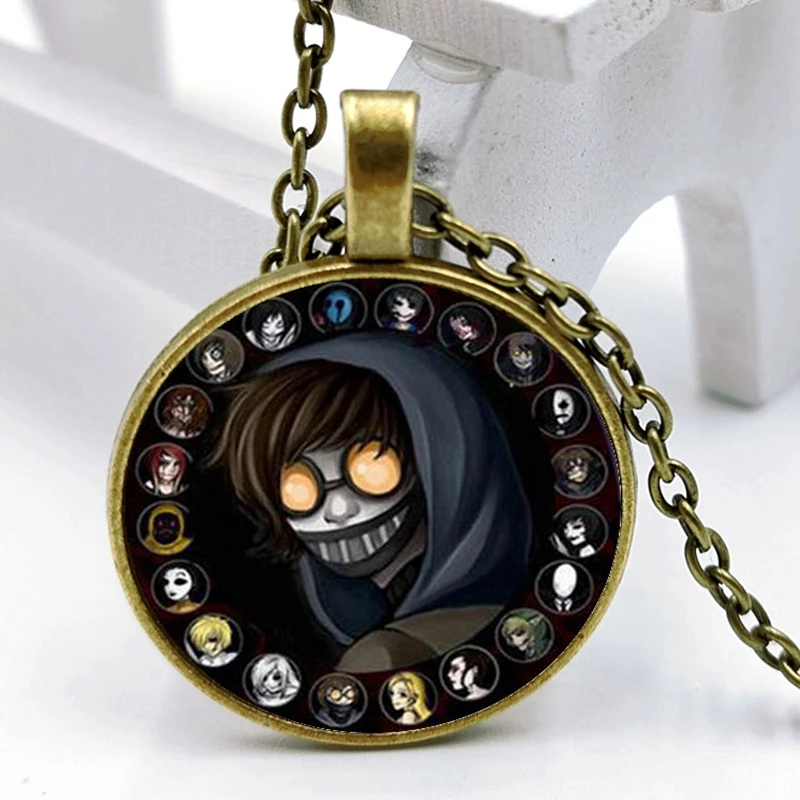 Ожерелье с подвеской Джефф убийца 3 цвета выпуклое круглое ожерелье из стекла