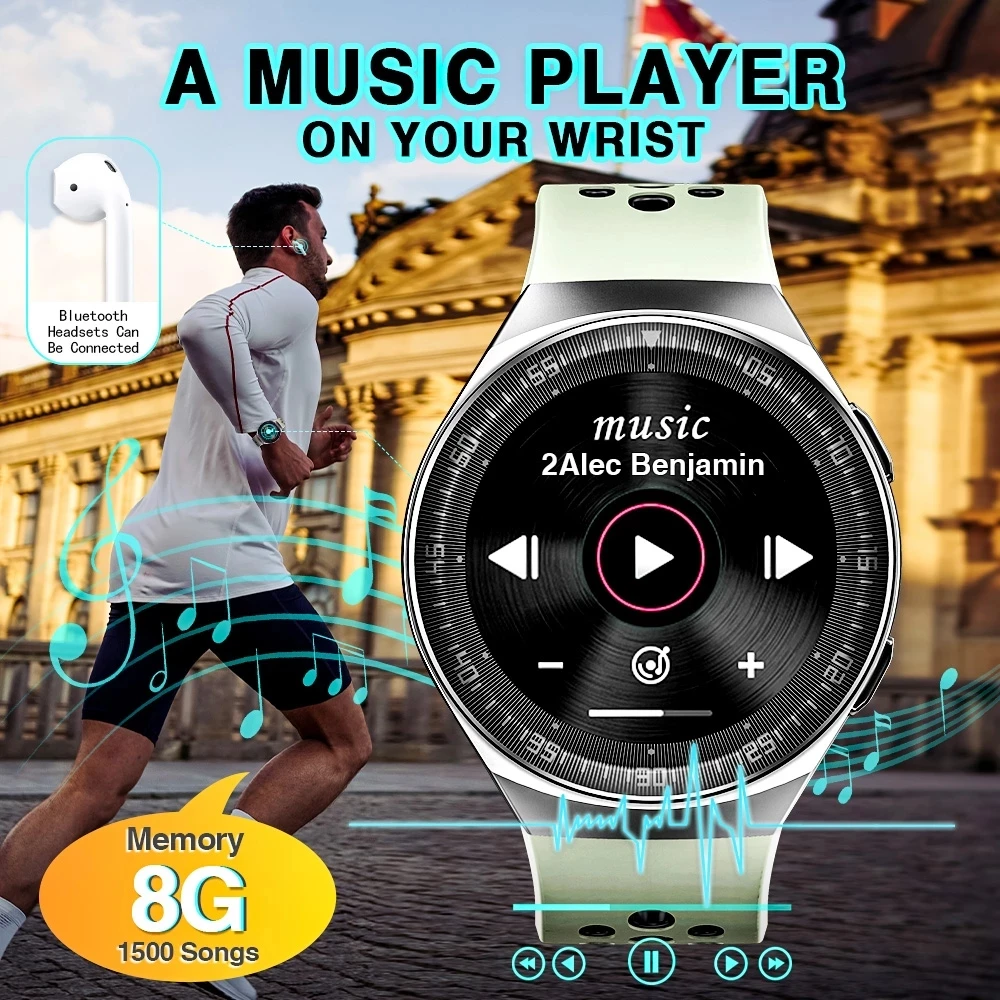 

MT-3 8G Memory Music Smart Watch Men Bluetooth Call Full Touch Screen Waterproof Smartwatch Recording Function Sports Bracelet