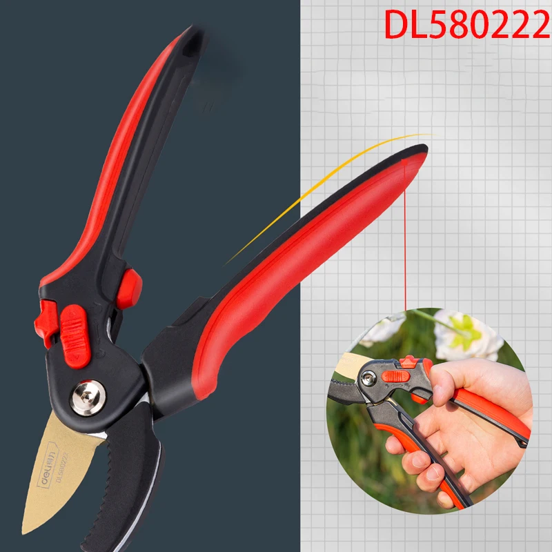 

Deli DL580222 8.5 Inch Pruning Shears Tree Branch Pruning Pruning Fruit Tree Branches Pruning Potted Plants SK5 Teflon