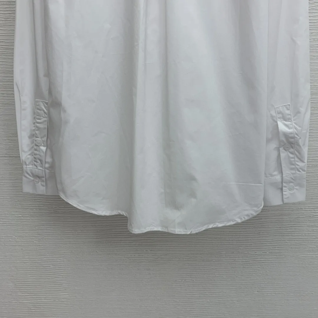 

High Quality Luxury Spring and Summer Women New Temperament Fashion Tie Lapel Long Sleeve Shirt Tops with Brooch Decoration