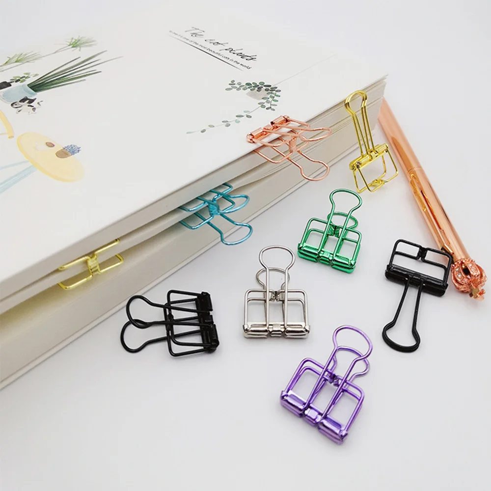 

8Pcs 9mm Metal Binder Clips Small Size Hollow Long Clips Folder Clamps Office Stationary for File
