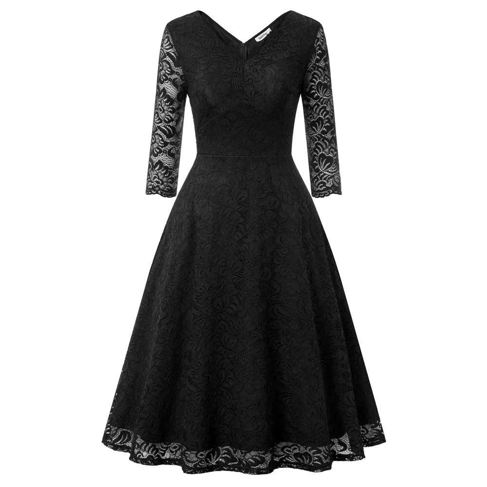 

V-Neck Dress Flared A-Line Wedding Party Summer Short Zipper High Stretchy