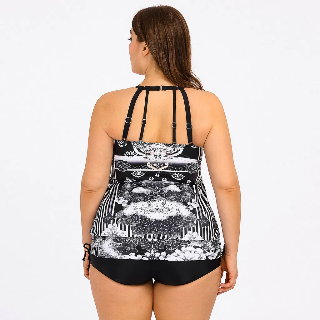 SAGACE Для женщин сексуальная Boho печать Tankini купальник из двух частей в полоску