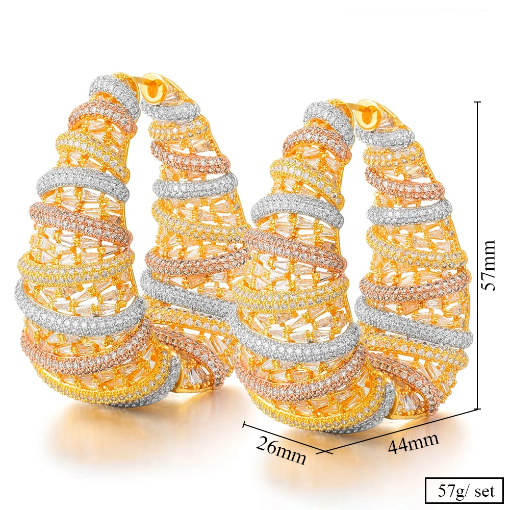 Большие серьги-кольца GODKI с фианитом женские модные круглые массивные украшения