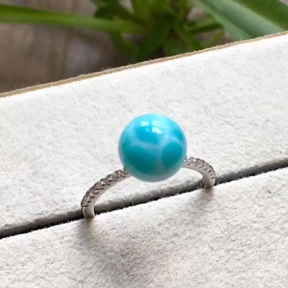Натуральный Синий Larimar для женщин и мужчин регулируемое кольцо AAAAA серебро 925