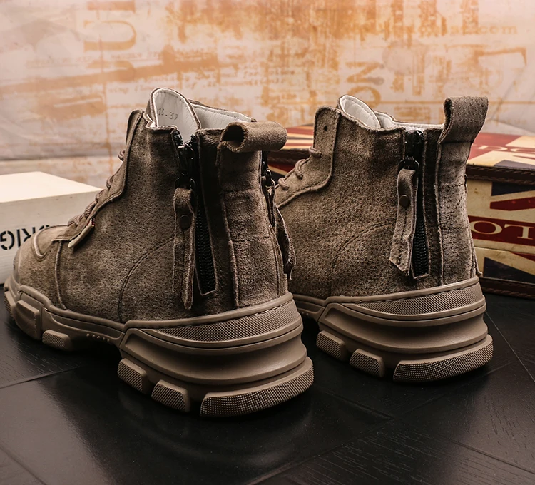 New Arrival Men Retro Fashion Casual Ankle Boots Autumn Winter High Top Zipper Retro Sneakers Male Youth Trending Shoes