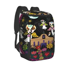 Protable Insulated Thermal Cooler Waterproof Lunch Bag Day Dead Flowers Under Moon Picnic Camping Backpack Double Shoulder Bag