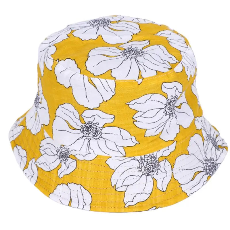 

Unisex Ethnic Floral Print Cotton Bucket Hat Reversible Sunscreen Fisherman Cap