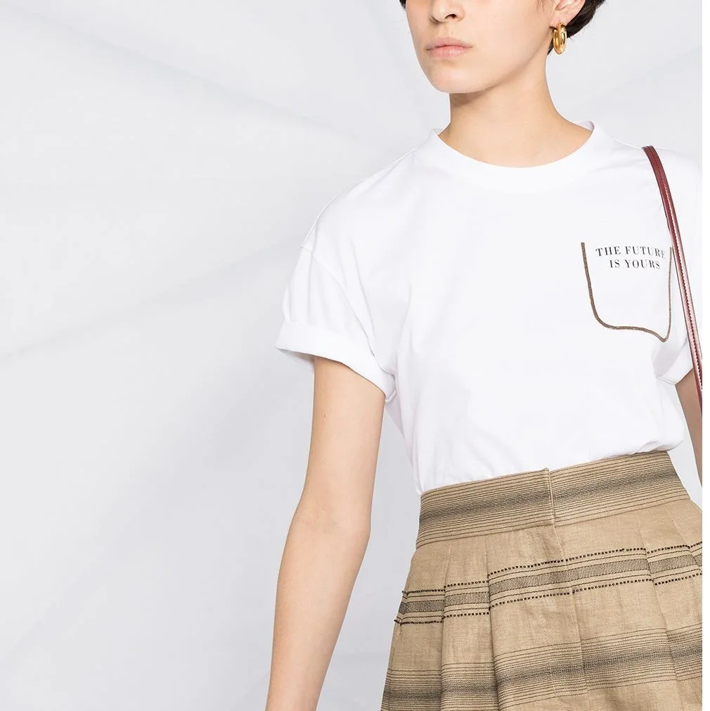 

Front Letter Beadings Tee Women O-neck White or Black Short Sleeve Casual Summer 2021 T-shirt