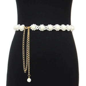 Роскошная Новинка 2020, женская модная повседневная декоративная цепочка с тонкой талией, Женская эластичная металлическая талия с жемчугом