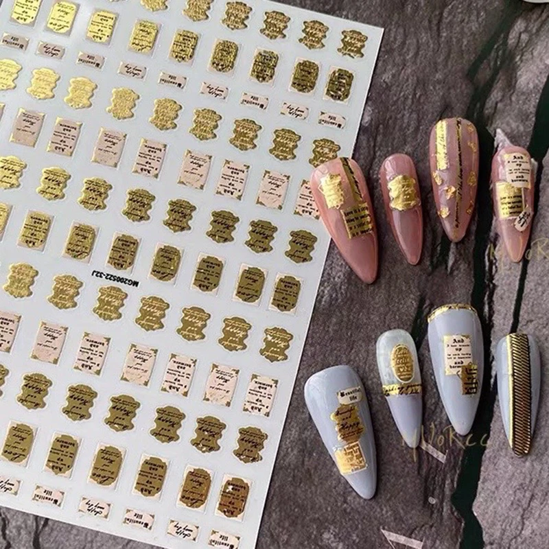Новинка самодельные Золотые 3D наклейки для ногтей заводская цена татуировки