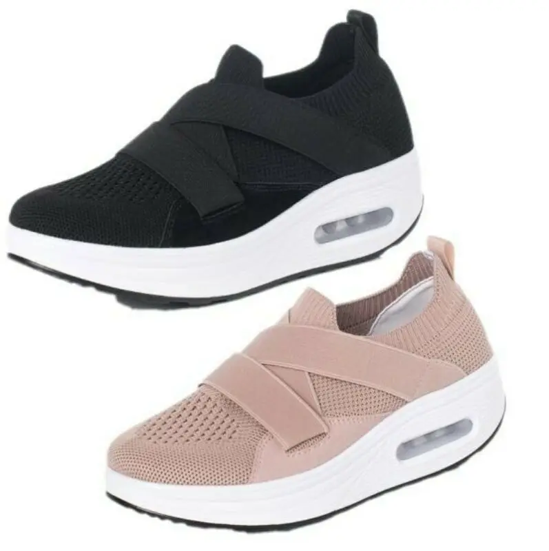 

Women Breathable Mesh Sneakers Casual Slip On Gym Running Shoes Sports Fitness B