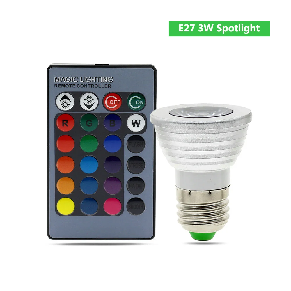 RGB светодиодный светильник Светодиодный точечный светильник E27/E14/GU5.3/GU10 пульт дистанционного управления цвет меняемый AC85-265V светодиодный светильник - Испускаемый цвет: E27 Spotlight
