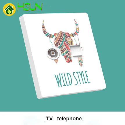 TV telephone Тип 86 Бытовой Настенный животных розетка с переключателем на возраст 1, 2, 3, 4, 1 канал, 2 варианта ividuality творчество декоративная панель 1 3 5 отверстий розетка - Цвет: TV telephone
