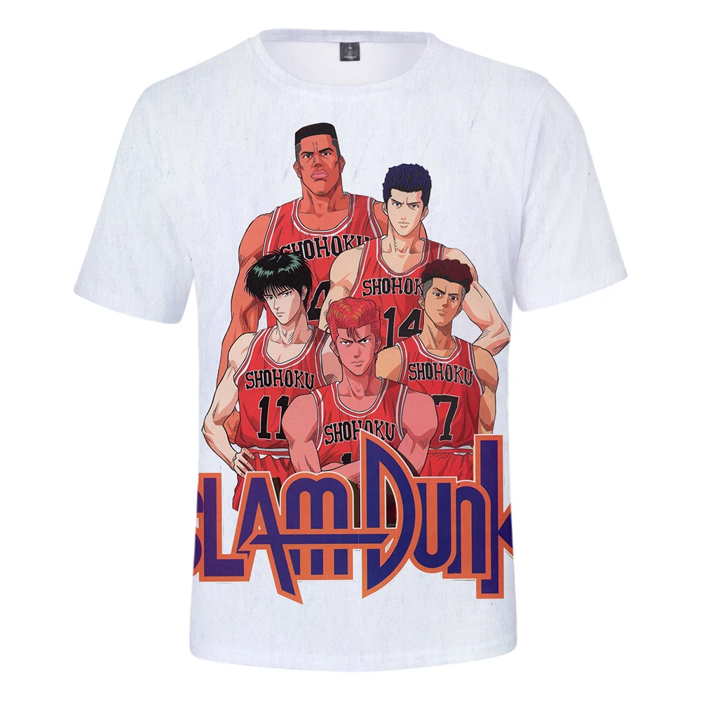 Модная белая футболка с 3D принтом Классическая аниме Slam Dunk для мужчин и женщин