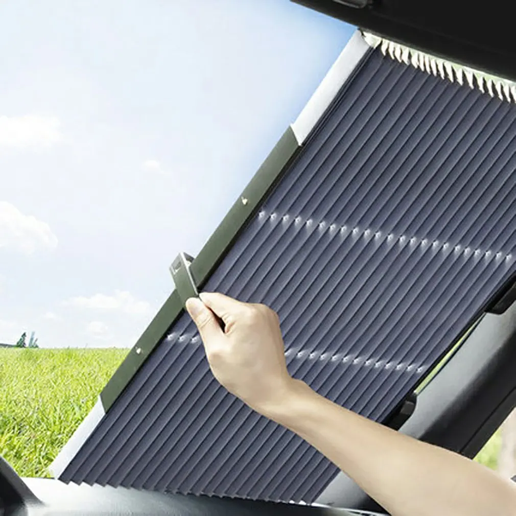 

Car Windshield Sunshade Curtain Retractable Folding Car Sunshade Cover Reflective Aluminum Film Curtains Anti-UV Car Sun Shade