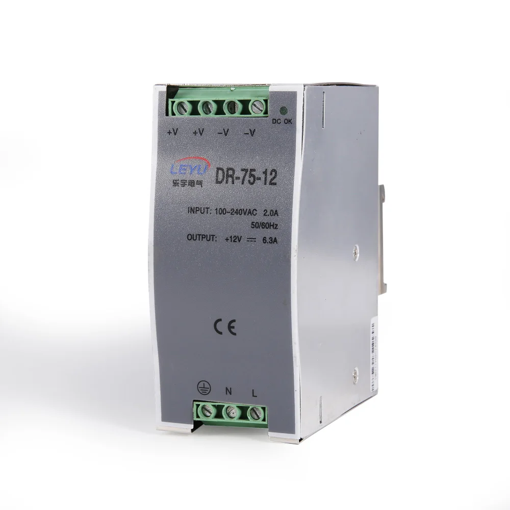 

Yueqing Manufacturer 75w CE RoHS Certificated Din Rail 12vdc