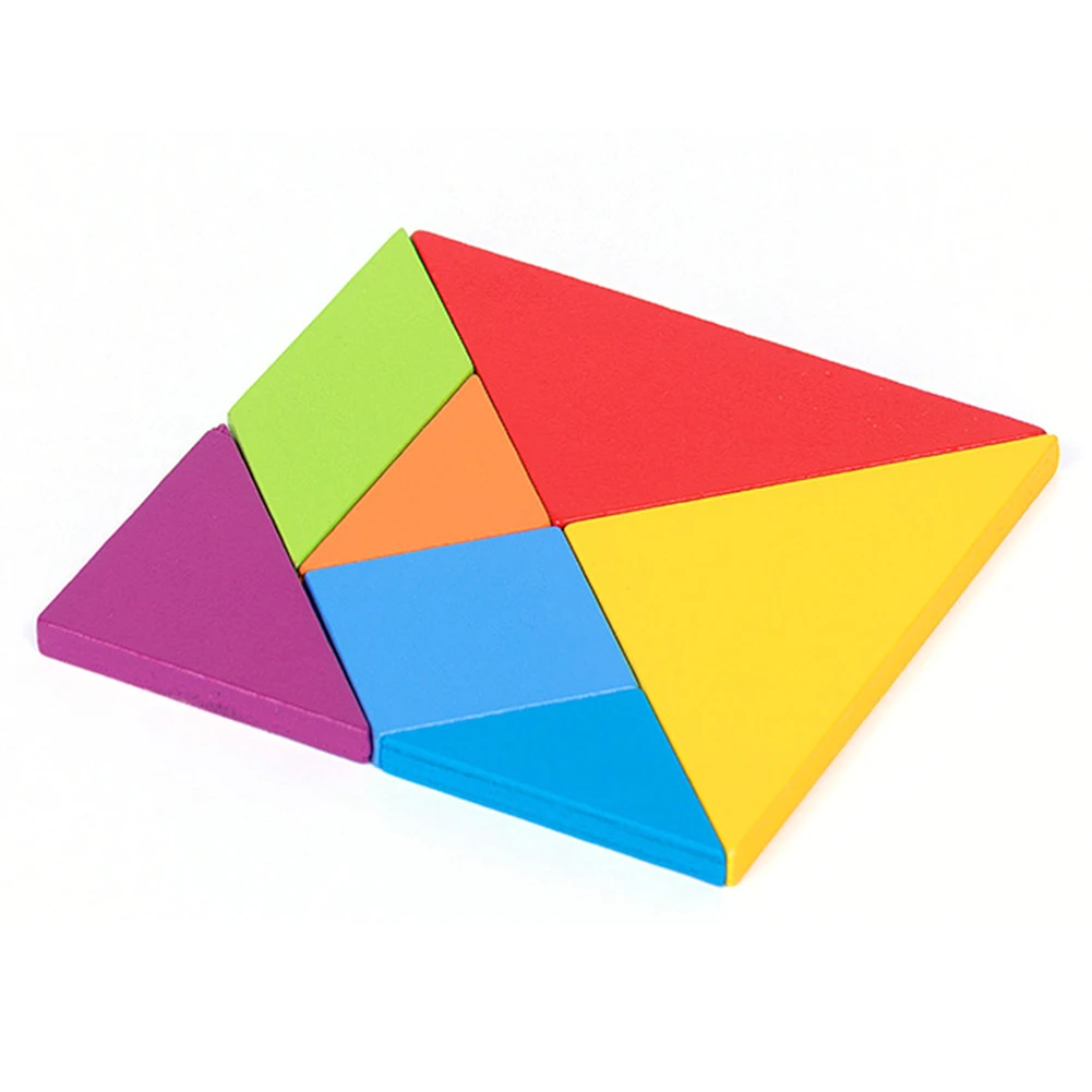 Kids Wooden Colorful Tangram Jigsaw Puzzles DIY Intelligence Develop Toy Early Learn Educational Toys For Baby infant