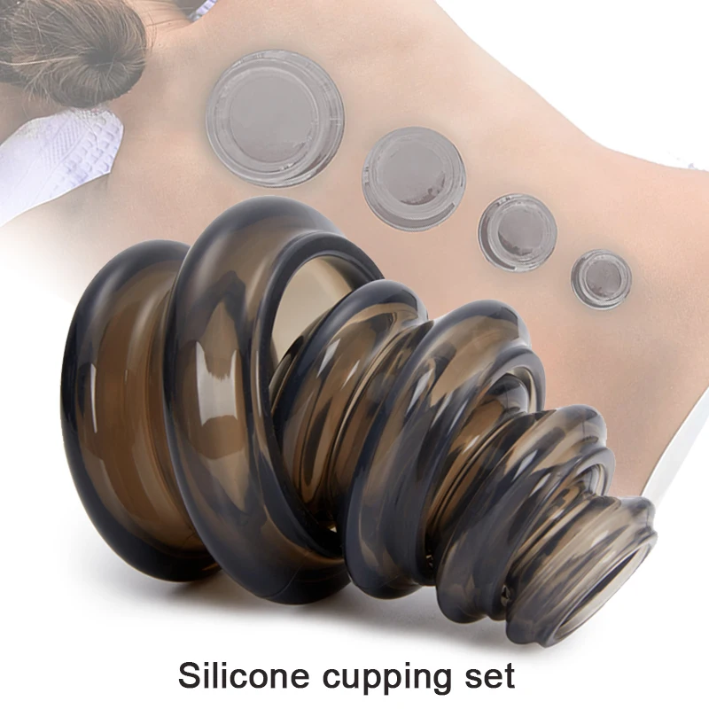 

Silicone Vacuum Cupping Set Massage Body Cups Back Gua Sha Ventosas Suction Cup Anti-Cellulite Skin Lift Physiotherapy Jars 4Pcs
