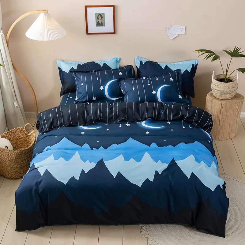 

New Product 4pcs 100%Polyester Cartoon Style Printed Bedding Sets Duvet Cover Sets Luxury Bed Linens Flat Sheet pillowcases